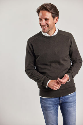 Sebago Merino Crew Knit Pullover Herre - Utility Green - Utility Green