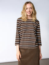 Redgreen Woman Croco T-shirt Dame - Dark Brown Stripe