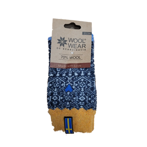 Woolwear Ragsokker m/svensk flag af 70% uld i flot strikkemønster - 43-46