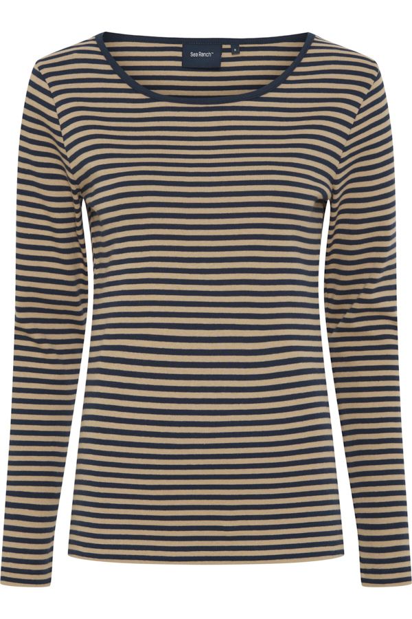 Sea Ranch Josefine Long Sleeve T-shirt - SR Navy / Camel - SR Navy Camel