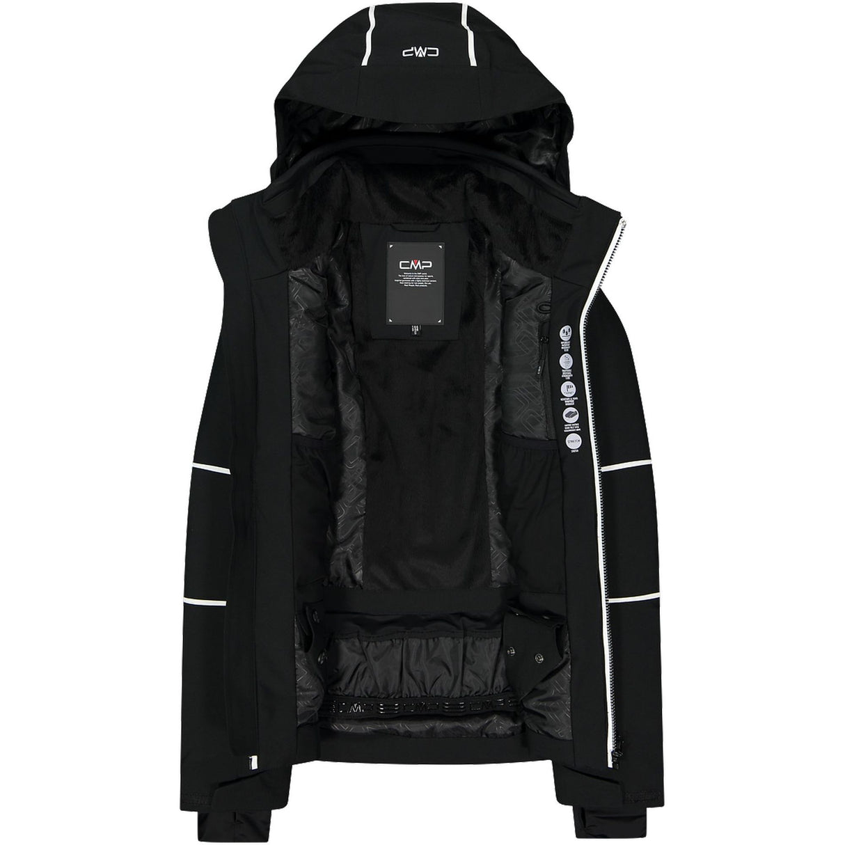 CMP Woman Jacket Zip Hood Skijakke Dame - Black