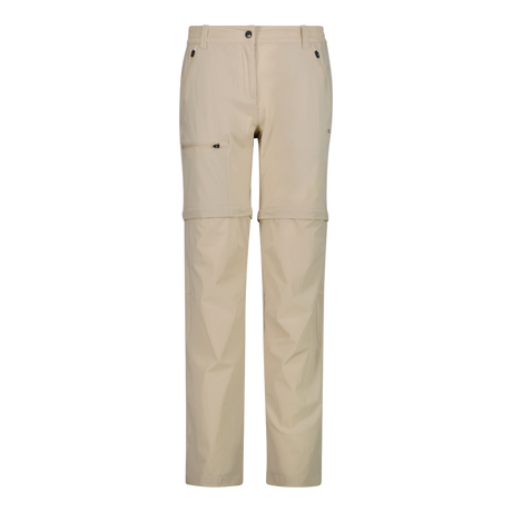 CMP Women's zip-off stretch trousers with Cargo Pockets Vandrebukser Dame - Cream - Cream