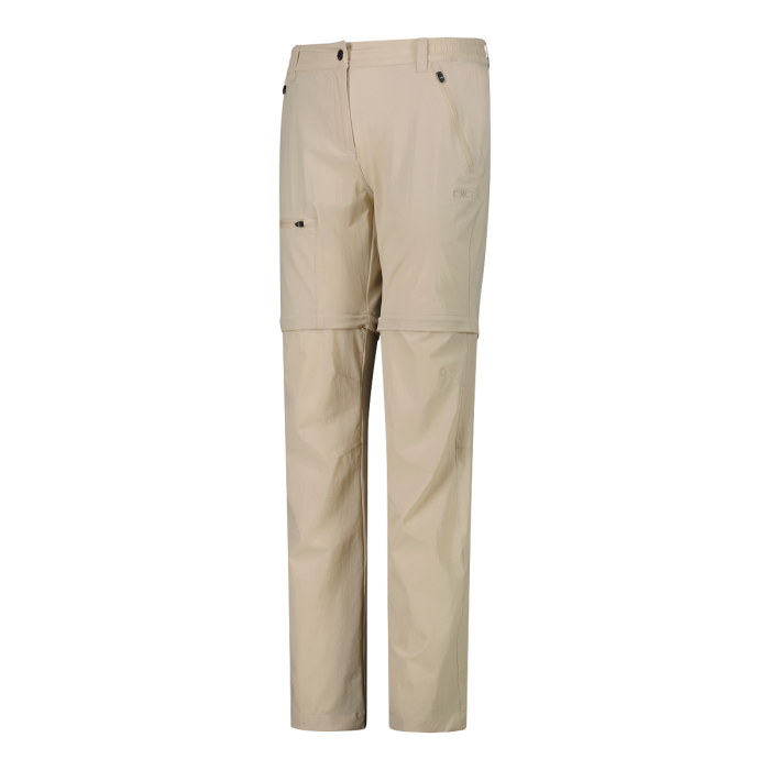 CMP Women's zip-off stretch trousers with Cargo Pockets Vandrebukser Dame - Cream -