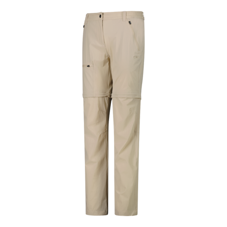 CMP Women's zip-off stretch trousers with Cargo Pockets Vandrebukser Dame - Cream -