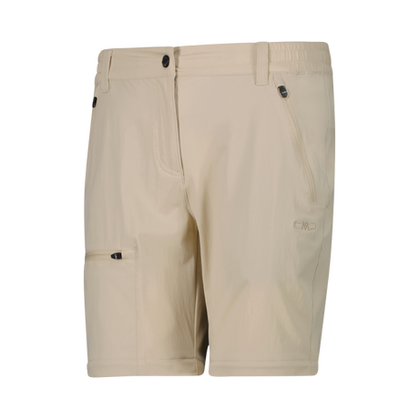 CMP Women's zip-off stretch trousers with Cargo Pockets Vandrebukser Dame - Cream -