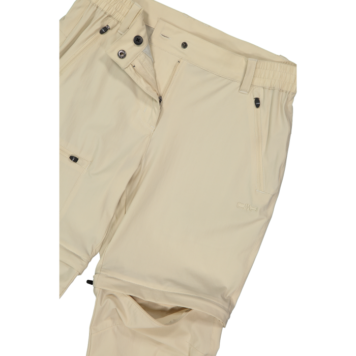 CMP Women's zip-off stretch trousers with Cargo Pockets Vandrebukser Dame - Cream -