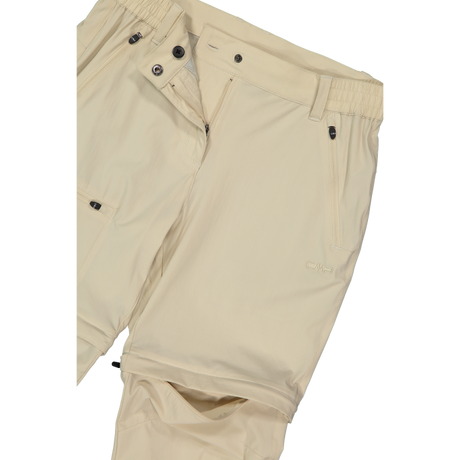 CMP Women's zip-off stretch trousers with Cargo Pockets Vandrebukser Dame - Cream -