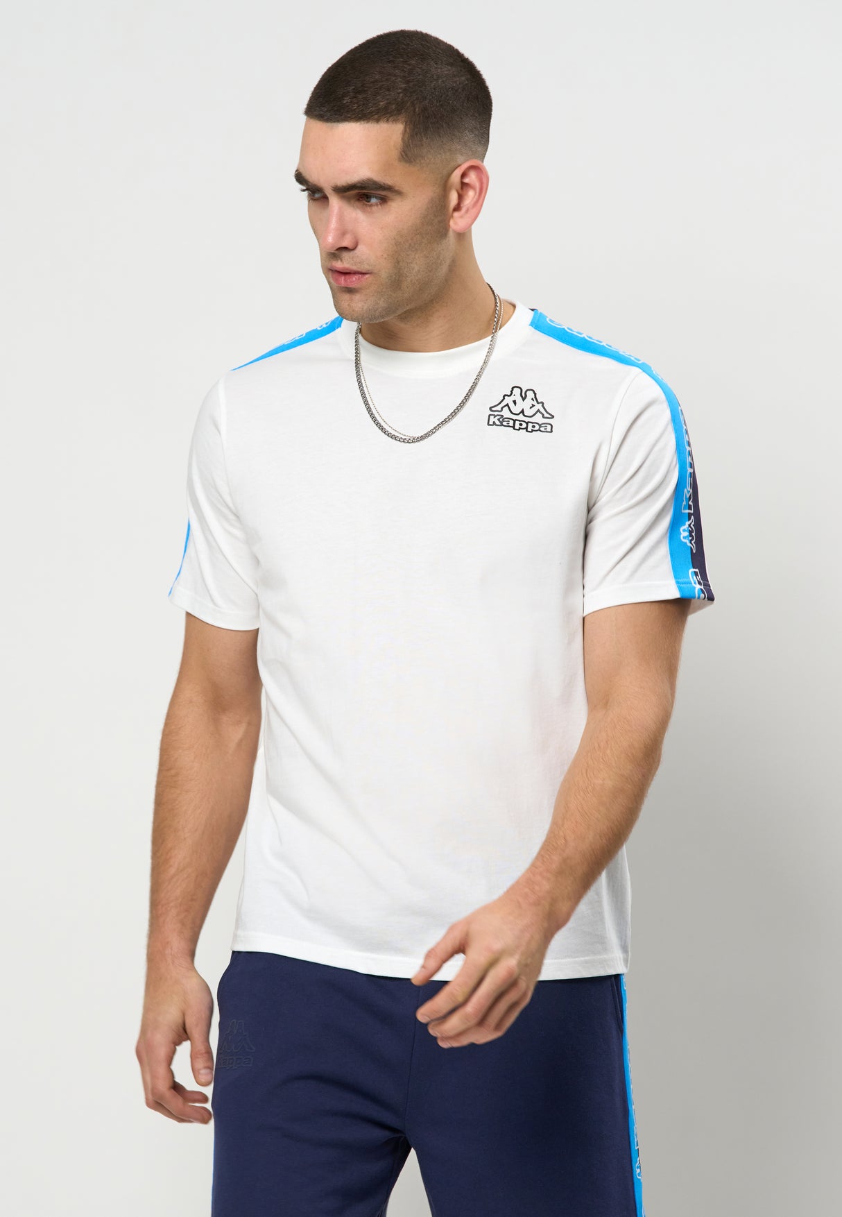 Kappa Logo Tape Gramio T-shirt - Hvid og Blå -