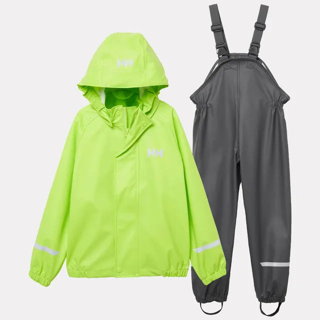 Helly Hansen Kids' Bergen 2.0 PU Rainset Regnsæt Børn - Thunder Green