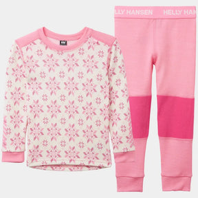 Helly Hansen Kids' Graphic LIFA® Merino Wool Base Layer Set Skiundertøj Børn - Sugar Pink - Sugar Pink