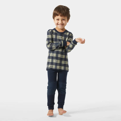 Helly Hansen Kids' Graphic LIFA® Merino Wool Base Layer Set Skiundertøj Børn - Navy AOP -