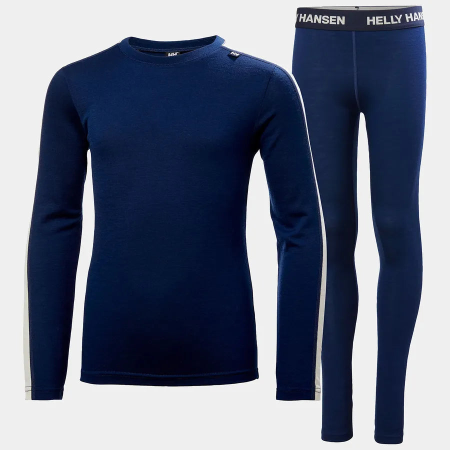 Helly Hansen Juniors' Merino Wool Base Layer Set Skiundertøj Sæt Børn - Ocean