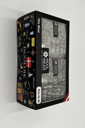 Woolwear ragsokker i gaveæske Herre 2-pak - Grå/koks+grå/råhvid - Grå koks+grå råhvid 42-46