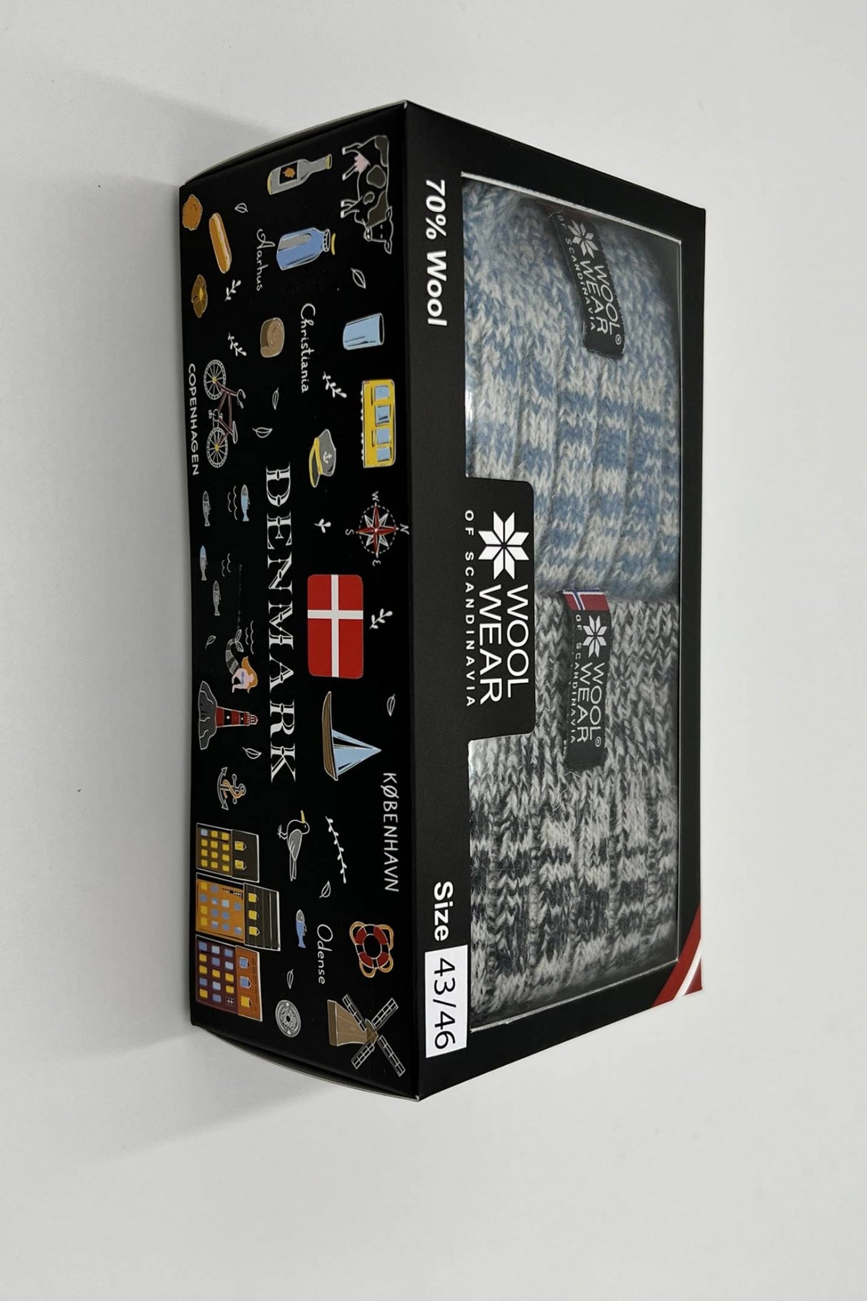 Woolwear ragsokker i gaveæske Herre 2-pak - Airforce blue/råhvid+navy/råhvid