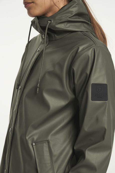 Tenson Apelviken PU Regnjakke Dame - Olive -