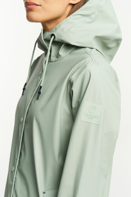 Tenson Apelviken PU Regnjakke Dame - Grey Green -