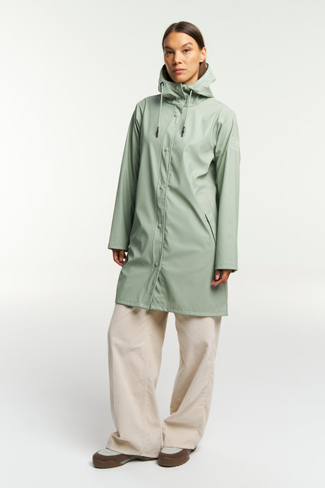 Tenson Apelviken PU Regnjakke Dame - Grey Green -