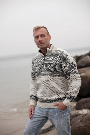Norwool Original Norsk Sweater i Telemark Design - Hvid - Hvid