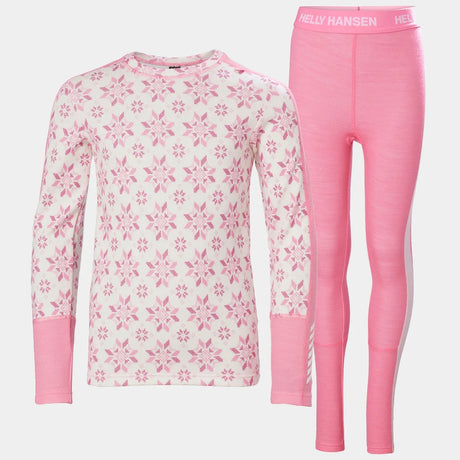 Helly Hansen Juniors' Graphic LIFA® Merino Base Layer Set Skiundertøj Børn - Sugar Pink - Sugar Pink