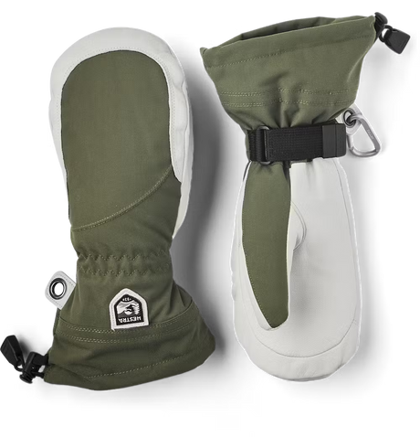 Hestra Heli Ski Female Mitt Skihandsker Dame - Olive & offwhite