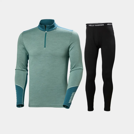 Helly Hansen Men's LIFA® Merino Midweight Half-Zip & Pants Skiundertøj Sæt Herre - Cactus / Black - 2XL