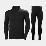 Helly Hansen Men's LIFA® Merino Midweight Half-Zip Skiundertøj Sæt Herre - Black / Black - 2XL