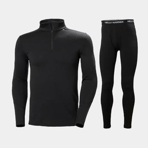 Helly Hansen Men's LIFA® Merino Midweight Half-Zip & Pants Skiundertøj Sæt Herre - Black / Black - 2XL