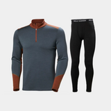 Helly Hansen Men's LIFA® Merino Midweight Half-Zip & Pants Skiundertøj Sæt Herre - Alpine Frost / Black - 2XL