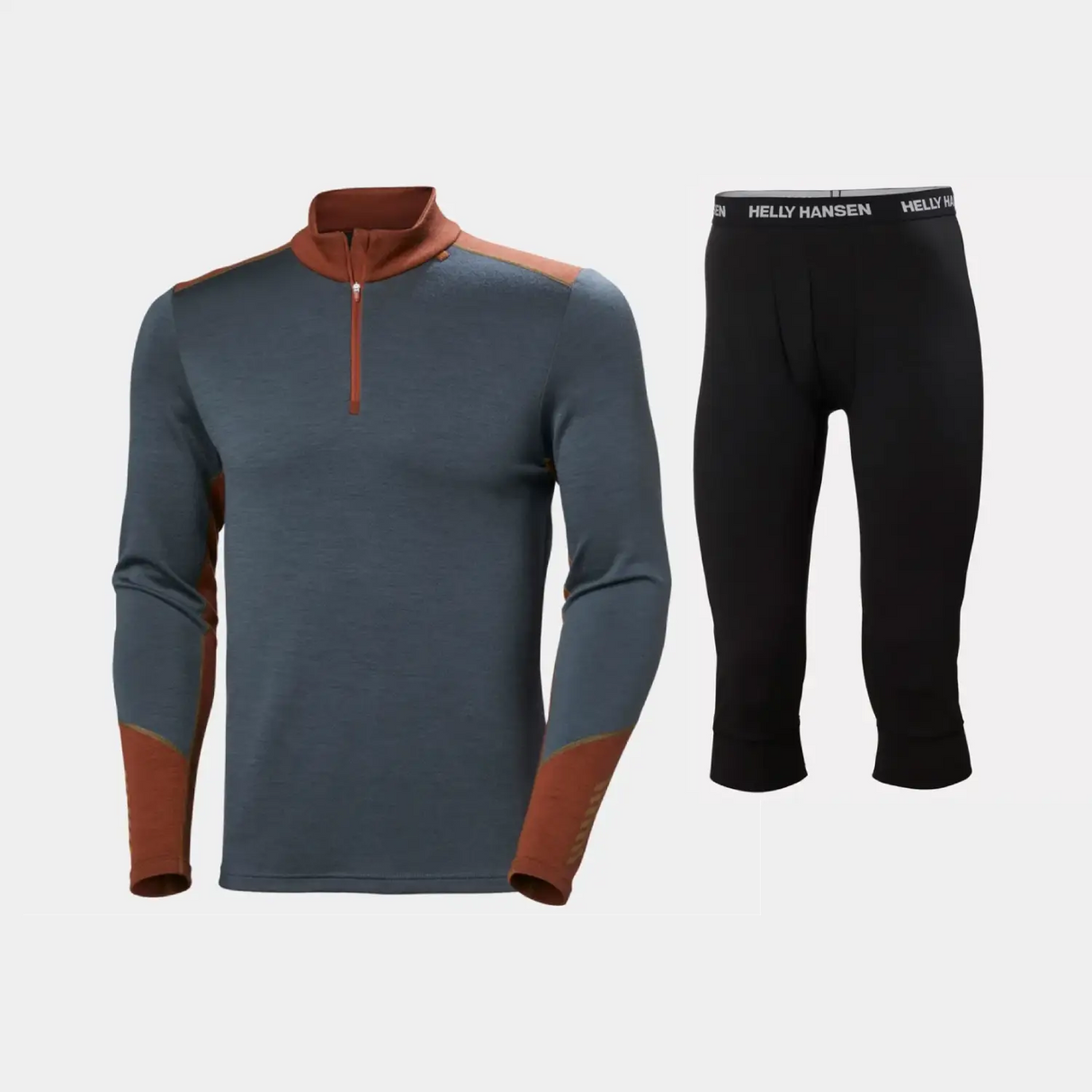 Helly Hansen Men's LIFA® Merino Midweight Half-Zip & 3/4 Pants Skiundertøj Sæt Herre - Alpine Frost / Black - 2XL