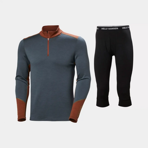 Helly Hansen Men's LIFA® Merino Midweight Half-Zip & 3/4 Pants Skiundertøj Sæt Herre - Alpine Frost / Black - 2XL