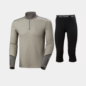 Helly Hansen Men's LIFA® Merino Midweight Half-Zip & 3/4 Pants Skiundertøj Sæt Herre - Terrazzo / Black - 2XL