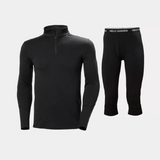 Helly Hansen Men's LIFA® Merino Midweight Half-Zip & 3/4 Pants Skiundertøj Sæt Herre - Black / Black - 2XL