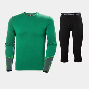 Helly Hansen Men's LIFA® Merino Midweight Crew & 3/4 Pants Skiundertøj Sæt Herre - Malachite / Black - XXL
