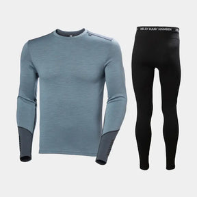 Helly Hansen Men's LIFA® Merino Midweight Crew & Pants Skiundertøj Sæt Herre - Washed Navy / Black - XXL