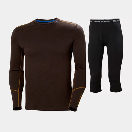 Helly Hansen Men's LIFA® Merino Midweight Crew 3/4 Skiundertøj Sæt Herre - Triple Espresso / Black - XXL
