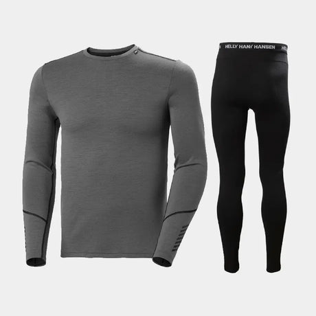 Helly Hansen Men's LIFA® Merino Midweight Crew Skiundertøj Sæt Herre - Concrete / Black - XXL