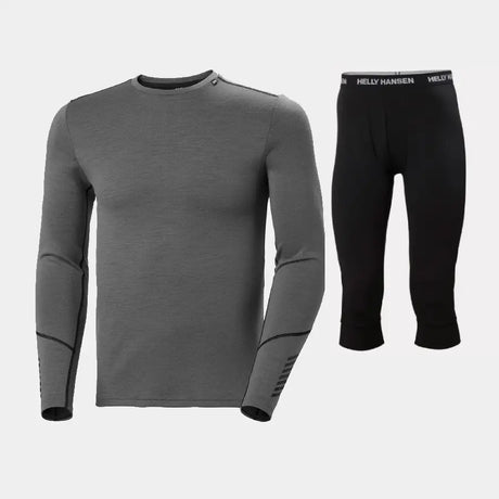 Helly Hansen Men's LIFA® Merino Midweight Crew 3/4 Skiundertøj Sæt Herre - Concrete / Black - XXL