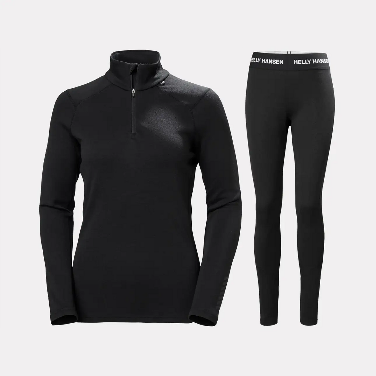 Helly Hansen Women's LIFA® Merino Midweight Half-Zip & Pants Base Layer Skiundertøj Sæt Dame - Black