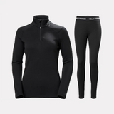Helly Hansen Women's LIFA® Merino Midweight Half-Zip & Pants Base Layer Skiundertøj Sæt Dame - Black