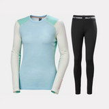 Helly Hansen Women's LIFA® Merino Midweight Skiundertøj Sæt Dame - Light Cyan / Black