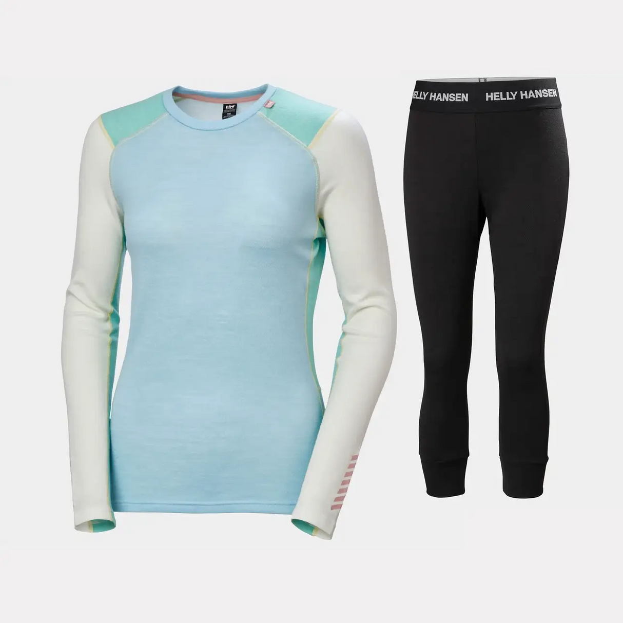 Helly Hansen Women's LIFA® Merino Midweight 3/4 Skiundertøj Sæt Dame - Light Cyan / Black