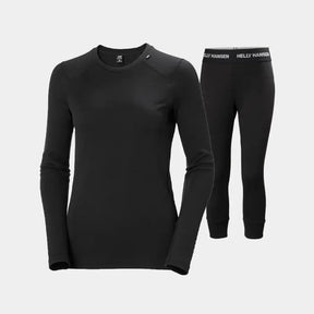 Helly Hansen Women's LIFA® Merino Midweight Crew & 3/4 Pants Base Layer Skiundertøj Sæt Dame - Black - XL
