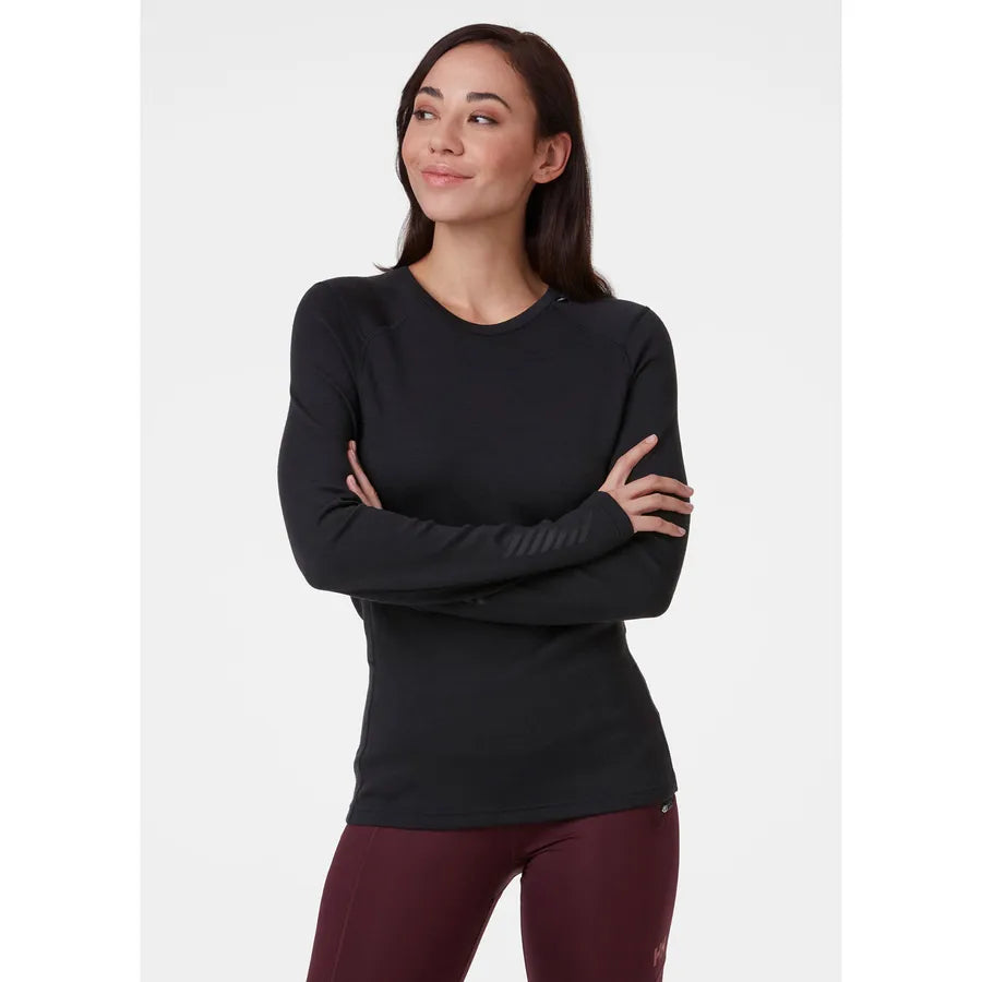 Helly Hansen Women's LIFA® Merino Midweight Crew Base Layer Skiundertrøje Dame - Black