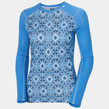 Helly Hansen Women's LIFA® Merino Midweight 2-In-1 Graphic Long-Sleeve Crew Base Layer Skiundertrøje Dame - Ultra Blue