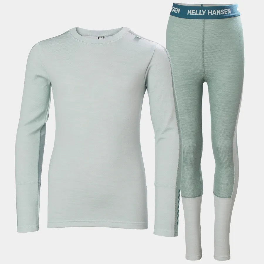 Helly Hansen Juniors' LIFA® Merino Midweight Base Layer Set Skiundertøj Børn - Green Mist