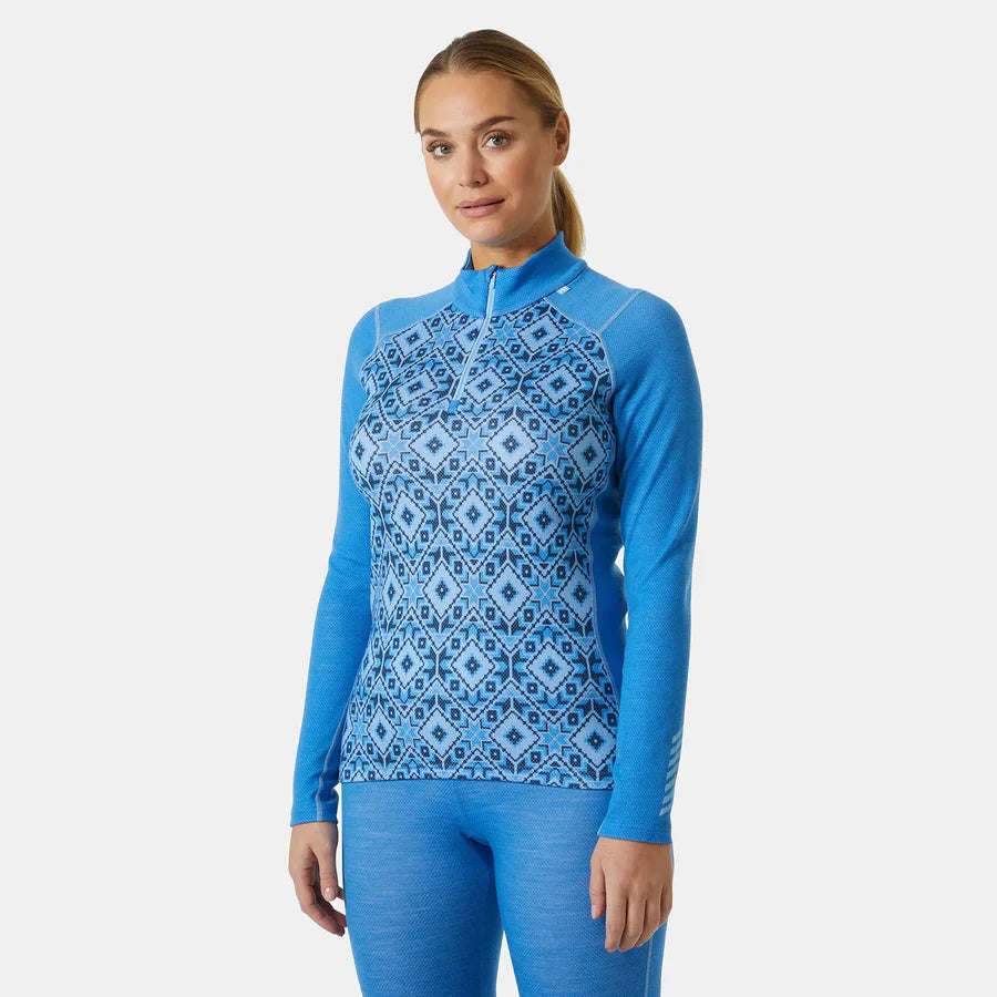 Helly Hansen Women's LIFA® Merino Midweight 2-In-1 Graphic Half-Zip Graphic Base Layer Pants Skiundertøj Sæt Dame