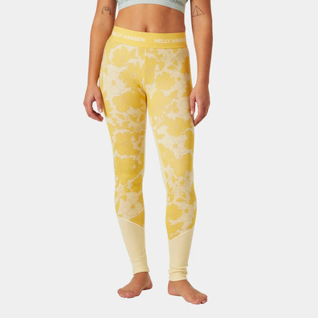 Helly Hansen Women’s Lifa Merino Midweight Graphic Base Layer Pants Skiunderbukser Dame - Yellow Cream - Yellow Cream