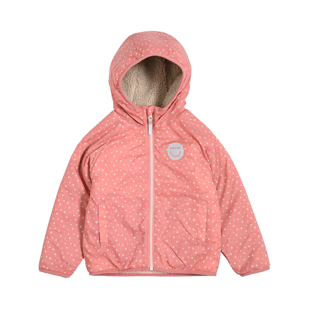 Viking Play Reversible Pile Jacket Vendbar Børnejakke - Pink/Cement -