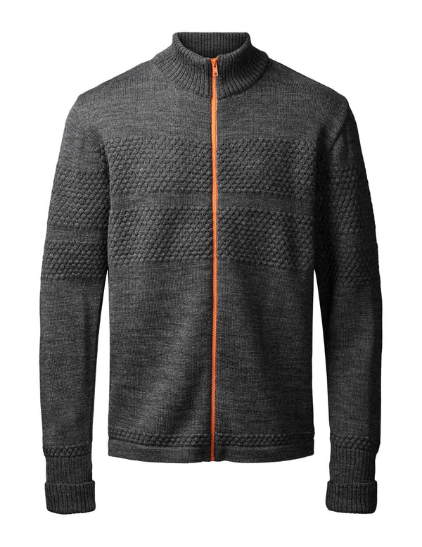 Clipper Saltum Cardigan Stand Up Collar Zip Sømandstrøje - Antracit Melange