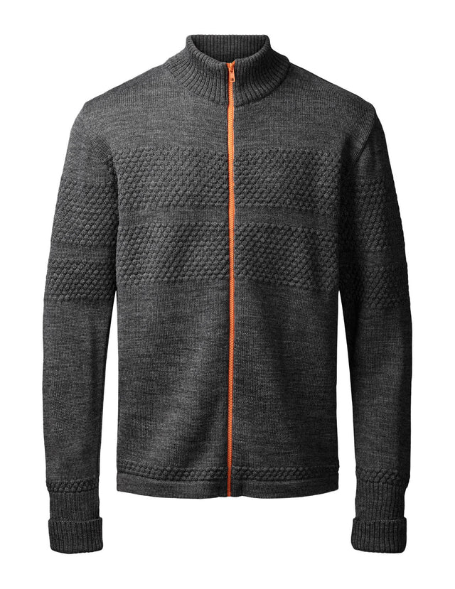 Clipper Saltum Cardigan Stand Up Collar Zip Sømandstrøje - Antracit Melange - Antracit Melange